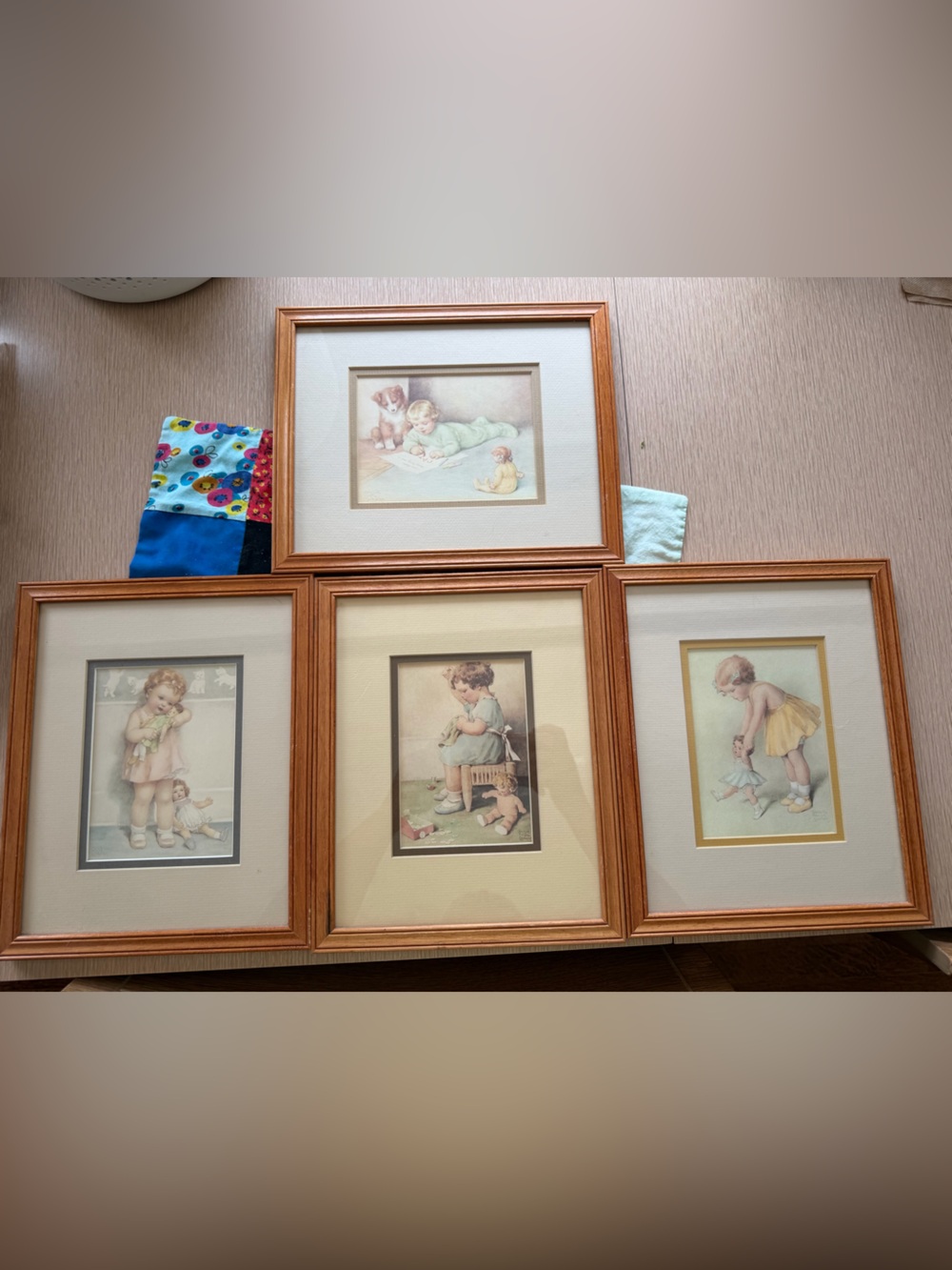 Wooden Framed Nursery Art Prints - Set of 4 (Brown)